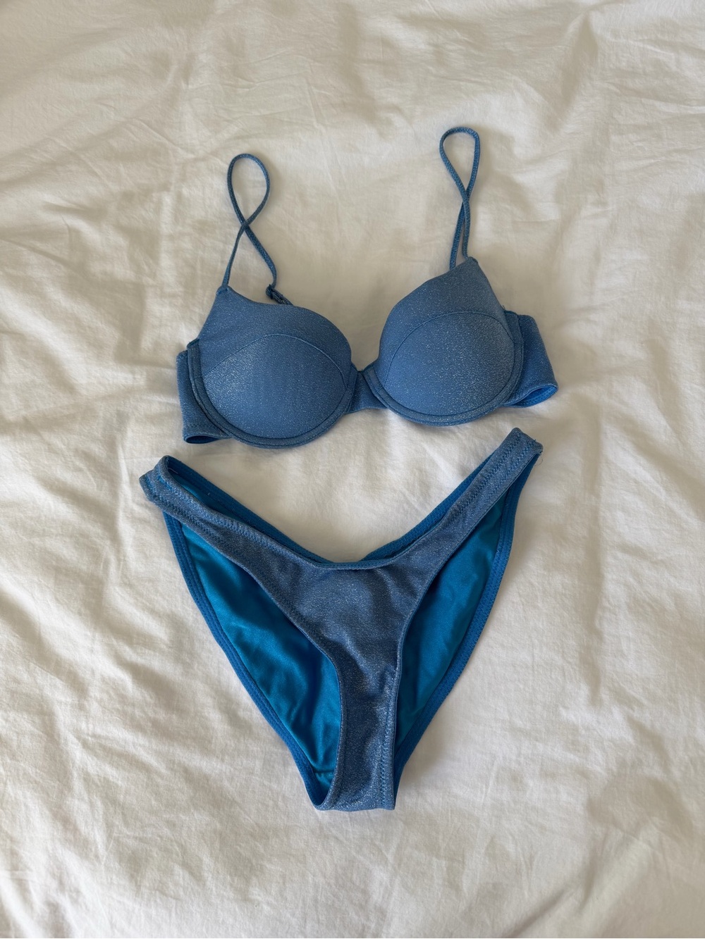 triangl swimwear Blue Shimmer Push-Up Bikini Set
